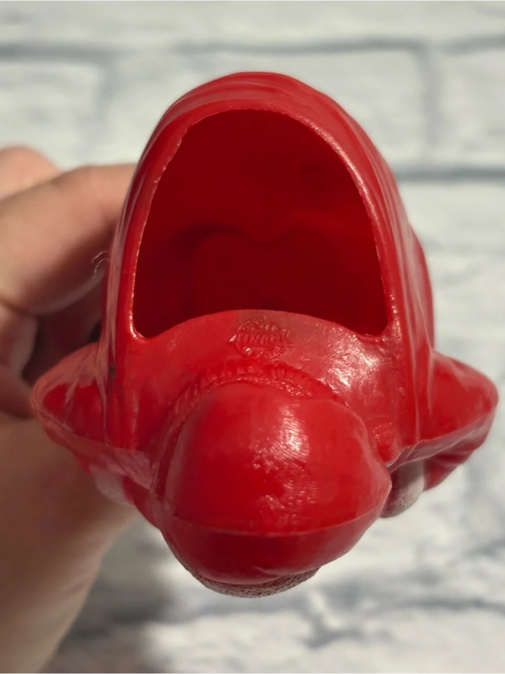 Vintage 1940’s-1950’s Irwin red molder plastic Santa Claus candy container
